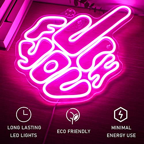 Image of Letters Gesture Neon Signs for Wall Pink LED Neon Lights USB Neon Wall Light Neon Bar Light Up Sign for Bedroom Party Pub Game Zone Decoration