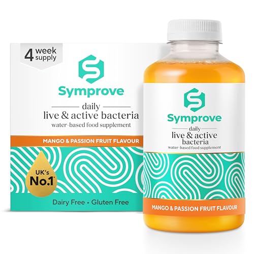 Symprove Liquid Live & Active Bacteria Mango & Passionfruit Flavour Water-Based Dairy & Gluten Free Vegan (4 x 500ml)