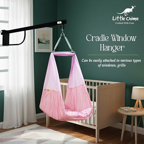 Image of New Born Baby Window Cradle Hanger Rod Metal Jhula /Thottil Stand for Infants | Heavy Duty Hanging Cradle Support | Safe & Durable Baby Swing Holder - Upto 15 Kgs