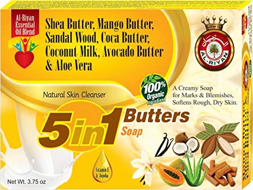 ORGANIC SOAP - 5 IN 1 BUTTERS SOAP (SHEA BUTTER - MANGO BUTTER - SANDAL WOOD - COCOA BUTTER - COCONUT MILK - AVOCADO BUTTER & ALOE VERA