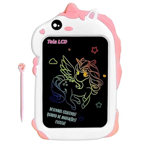 Lousa Mágica com Caneta Formato de Unicórnio Brinquedo Educativo e Didático Infantil 8.5 Polegadas