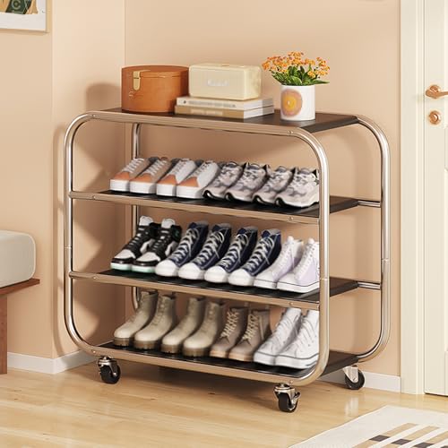 Zapatero para entrada elegante y compacto con ruedas para mantener ordenado el pasillo