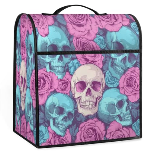 Mexpekil Skulls - Funda para batidora de pie de 5 a 8 cuartos de galón, con asa superior y bolsillos, accesorios universales para decoración de electrodomésticos de cocina