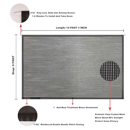 Image of RV Awning Mesh Sun Shade Screen for Motorhome Camper Trailer Sunshade
