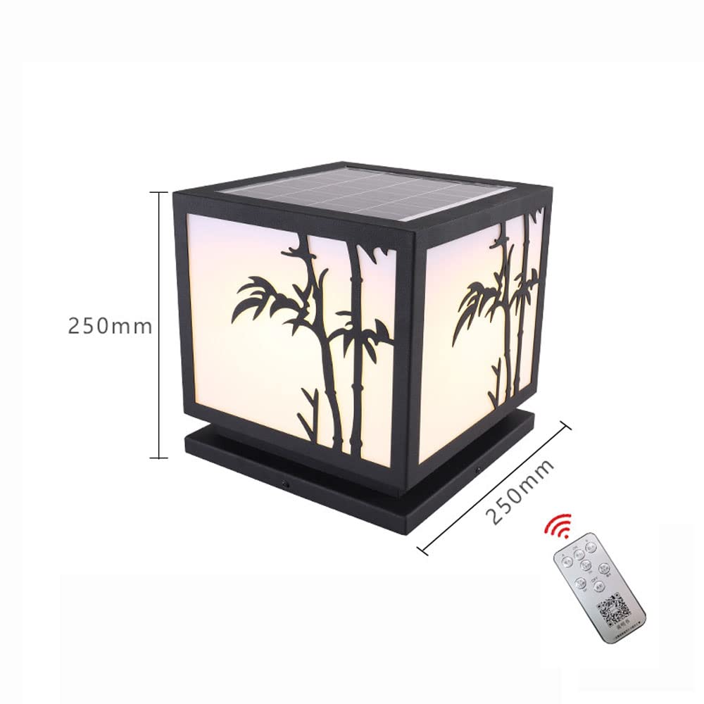 Solarne lampy słupkowe solarne zewnętrzne oświetlenie słupkowe IP65 kolumna latarnia, willa lampa ogrodowa bambusowa lampa słupkowa, czarna brama, ściana słupka, oświetlenie tarasu podwórka, słupek