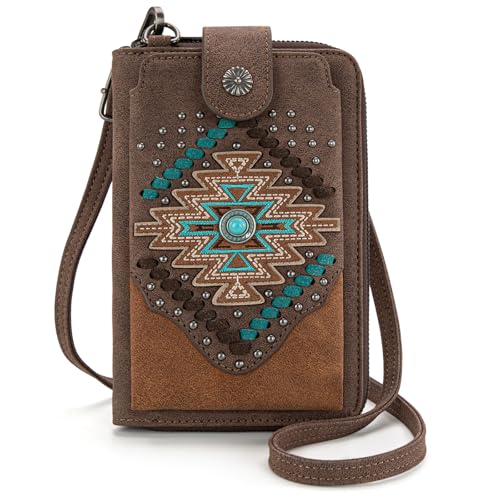 Image of Montana West Western Crossbody Phone Wallet for Women RFID Blocking Wallet Purse with Cash Slots & Zipper Pocket