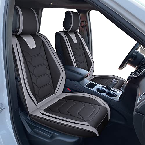 Oasis Auto Jeep Grand Cherokee Accessories Seat Covers 2011-2025 Custom Fit Leather Cover Protector Cushion (Grand Cheorkee Front, Gray) #TOP3