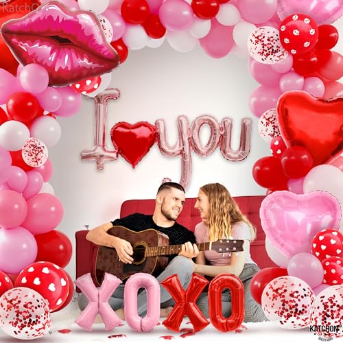Image of Katchon, Huge Pride Balloon Arch Kit - 30 Inch, Pack Of 112 Including, Lip, I Love You, Xoxo Balloons For Pride Month Decorations