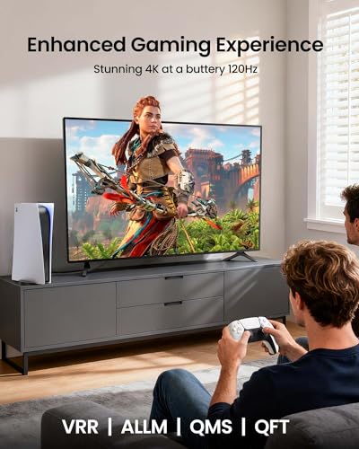 Silkland 8K HDMI ARC/eARC Cable 2.1 for Soundbar 6.6ft, 8K@60Hz 4K@120Hz High Speed HDMI Cord for Home Theater, 48Gbps, Dolby Atoms, DTS:X Compatible for Vizio Samsung Bose Sound bar, UHD TV, Blu-ray - Thumbnail 6