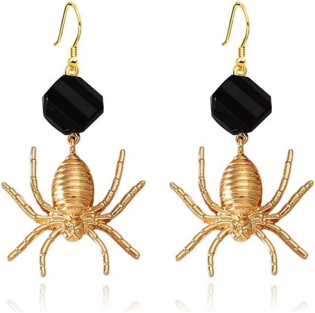 Vintage Gothic Spider Earrings Halloween Crystal Spider Drop Dangle Earrings Punk Style Reptile Animal Jewelry for Women