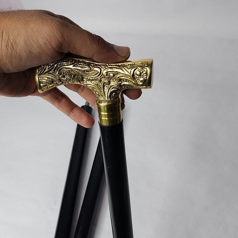 Bastone da passeggio in legno Deigner pieghevole personalizzato da 91,4 cm con manico in ottone originale completamente inciso, regalo per battesimo, marrone, VT006