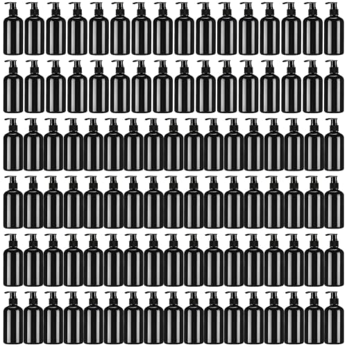 Image of CroBlissful Empty Plastic Pump Bottles 8oz Refillable Lotion Pump Bottle Containers with Dispenser for Shampoo, Conditioner, Face Cream, Massage Oil, Liquid Soap (Black,100 Pcs)