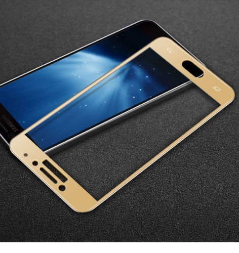 Image of Screen Protector for Samsung Galaxy J7 Pro (Gold) Tempered Glass Edge-to-Edge 6D Screen Guard With Installation Kit