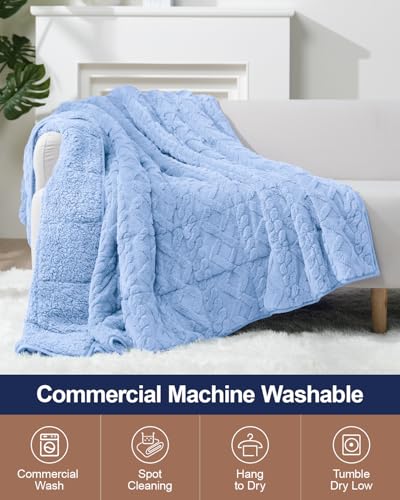 Super Fuzzy Soft Sherpa Fleece Weighted Blanket, 20 lbs Dual Sided Fluffy Heavy Weighted Blankets for Adults - No Bunching with Double Layers of Soft Inner Lining (60"x 80", 20 Pounds)
