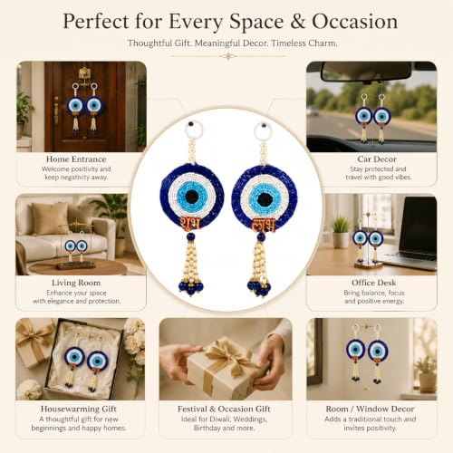 Image of CraftVatika Diwali Decor Items, Evil Eye Wall Door Hanging Latkan Toran for, Diwali Decoration for Home, Wall Hanging for Home Decoration, Return Festive Gifts (18 CM Height) (2 Pieces)