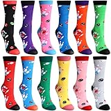 Toulite 12 Pairs Unisex Funny Bowling Socks Bulk Valentine's Day Gifts Novelty Cute Holiday Accessories for Bowlers Lovers Women Men