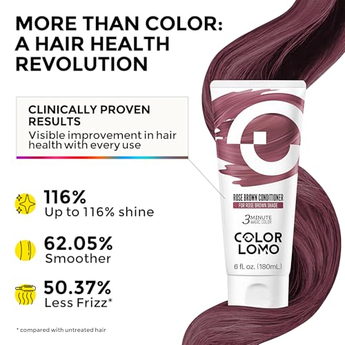 Image of COLORLOMO Color Depositing Conditioner, Semi Permanent Hair Color for Bleached, Highlighted & Color-Treated Hair, Hydrating Formula with Shea Butter & Almond Oil, 6oz-Rose Brown | 3 Minutes Magic Refresh & Boosts Color For Bleached & Color-Treated Hair, Nourishing Formula, Vegan & Cruelty-Free, 6 Oz