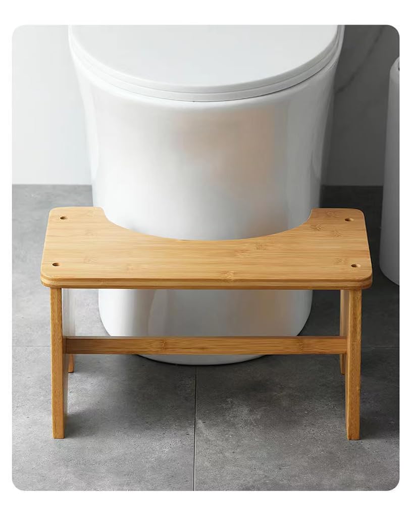 Toilettenhocker aus Holz, hochwertiger Bambus-Toilettenhocker, langlebiger hockender Toilettenhocker, Kniebeugen-Fußstütze, 17,8 cm Höhe, Holz-Tritthocker für Kinder und Erwachsene