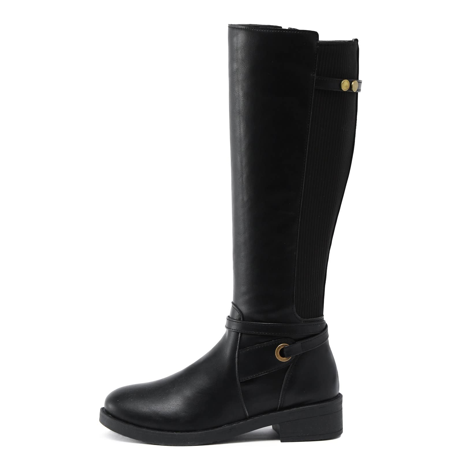 Generisch Botas de equitación de invierno para mujer, tacón grueso, botas de piel, botas largas hasta la rodilla para mujer, zapatos de invierno