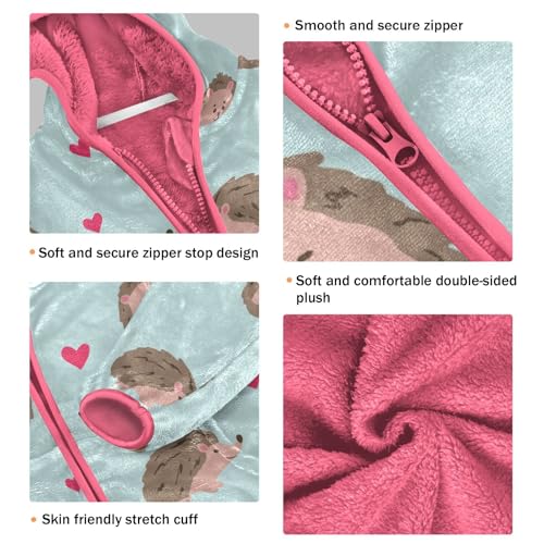 OTVEE Hedgehog Cute Animals Kids Hoodie Jacket Fall Spring Full Zip Warm Outwear Coat3