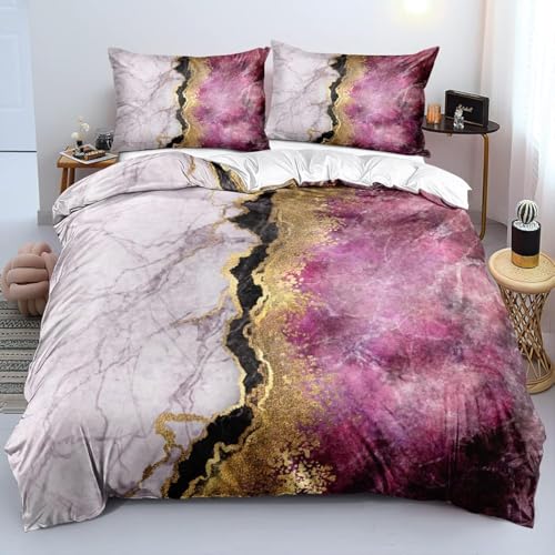 Luowei Marmor Bettwäsche 135x200 cm Gold Schwarz BettwäSche Set 3D...