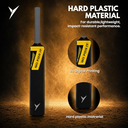 Image of Jaspo Thala Cricket Bat Hard Plastic Tennis Cricket Full Size Bat (34 X 4.5 Inches) for All Age Groups (Thala)