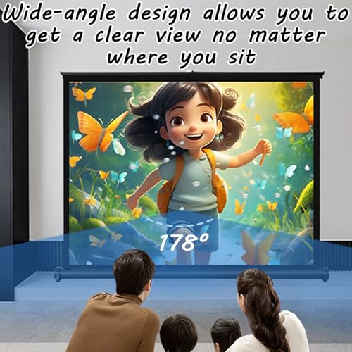 Pantalla Retráctil para Proyector con Soporte y Bolso de Transporte, Pantalla de Proyección Portátil de 30 Pulgadas 4:3 para Cine en Casa, Oficina y Presentaciones miniatura 2