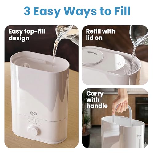 Image of Everlasting Comfort 6L Humidifier Large Room, High Mist Output 60 HR Runtime Ultrasonic Top Fill Humidifiers for Bedroom, Easy to Use & Clean for Home, Baby Humidifier, Plants, Congestion, Indoor