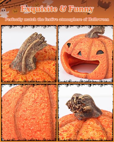 Image of Uniclife Halloween Aquarium Decoration Resin Pumpkin House Ornament Halloween Fish Tank Pumpkin Decoration for Aquarium Landscape Reptile Hideout Hideaway Spawning Cave for 5-20 Gallon Fish Tanks