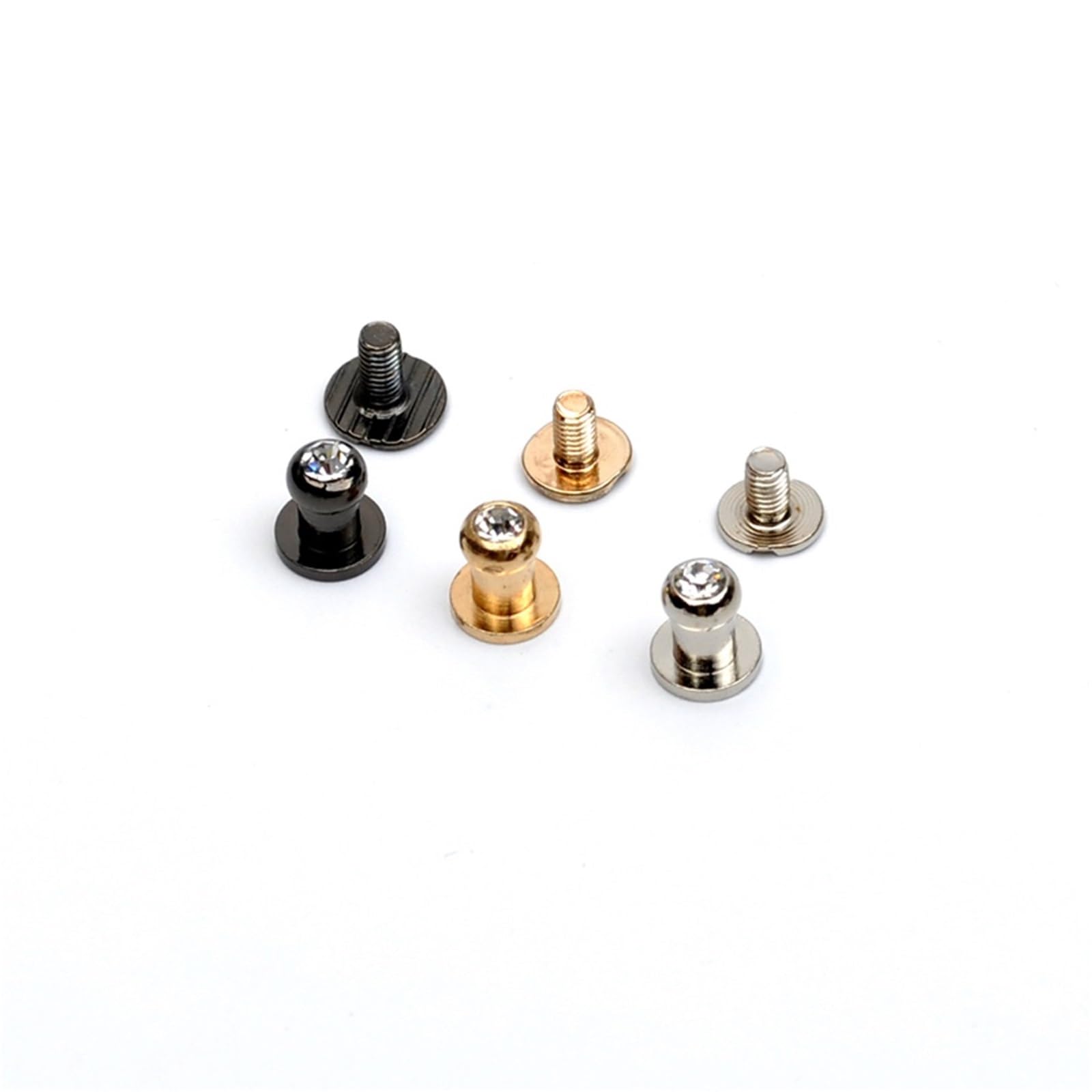 Remaches de cristal metálico, Remaches de diamantes imitación Multicolor 120 juegos remaches tornillo latón 5x7x8 mm for artesanía en cuero
