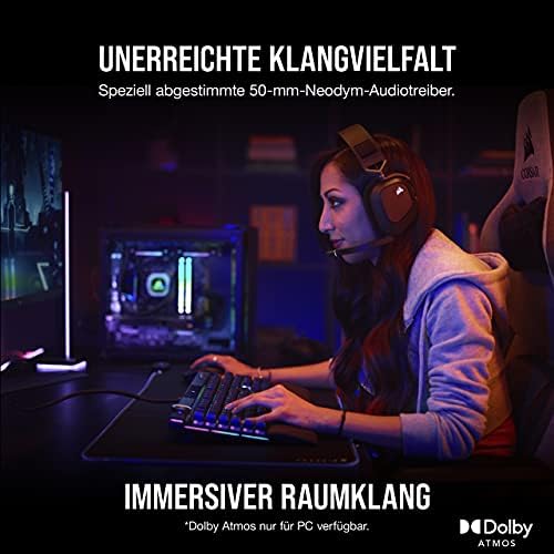 Bild 3 - Corsair HS80 RGB Wireless Multiplattform-Gaming-Headset - Dolby Atmos - Omnidirektionales Mikrofon - iCUE-Kompatibel - PC, Mac, PS5, PS4 - Carbon