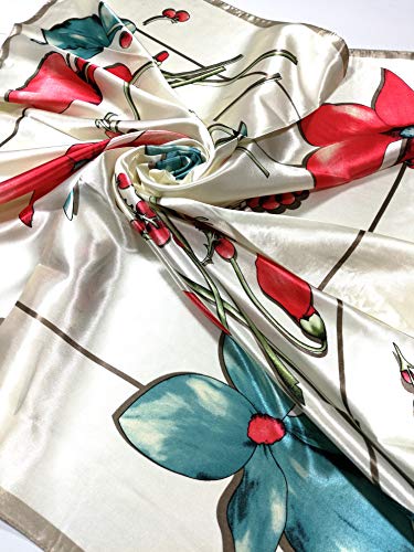 Lenços de cetim quadrados grandes da Shanlin em caixa de presente (89 cm x 89 cm), Orchid-white, 35.