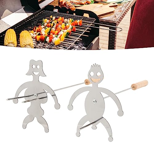 VIFERR Toasting Forks Stainless Steel Funny BBQ Skewers 2 Pcs Man and Woman Shaped Marshmallow Roasting Sticks with Wooden Handle for Party Camping Barbecue - Image 2