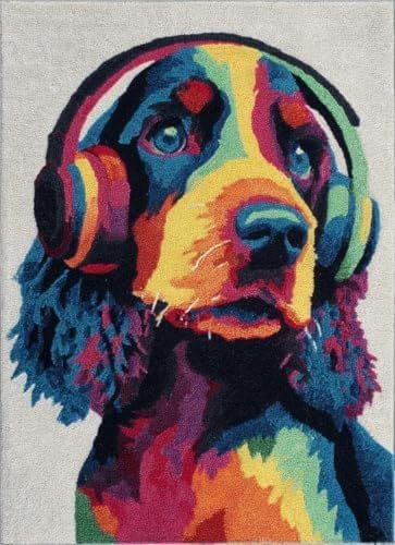 Kit de tapis à nouer canevas imprimé anti-stress motif chien setter anglais