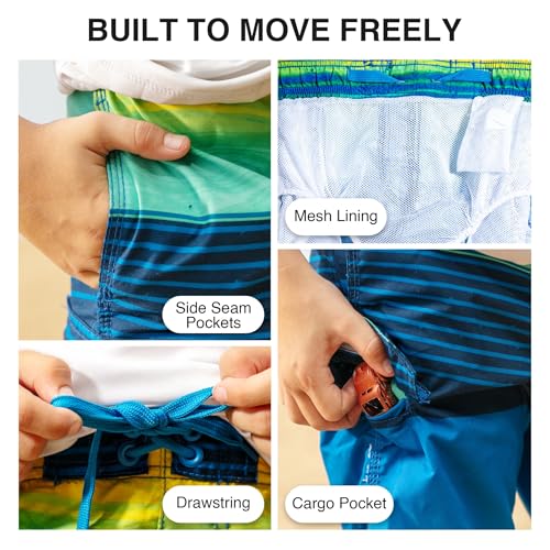 Image of Kanu Surf Boys' Toddler Troy Stripe Swim Trunks