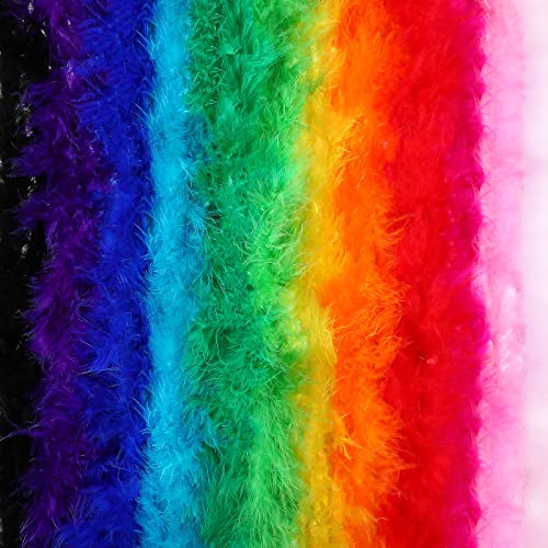 Batiyeer 24 Pcs Colorful Feathers Boas Party Pack, 6.6 Feet Rainbow Feather Scarf for Unisex Women Party Decorations(Elegant Color)