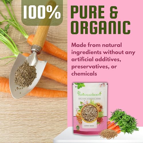 Image of IndianJadiBooti Edible Carrot Seeds | For Good Skin Health & Immunity Benefits - Gajar ke Beej for Eating- Daucus carota, 900 Grams | (Pack Of 2)