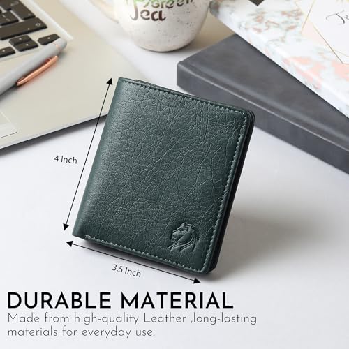 Image of VEMILIO Mens Wallet Belt Combo | Vegan Leather Bi-Fold Wallet with Coin Pocket & Reversible Belt | Gift Combo Set for Men & Boys (Green)