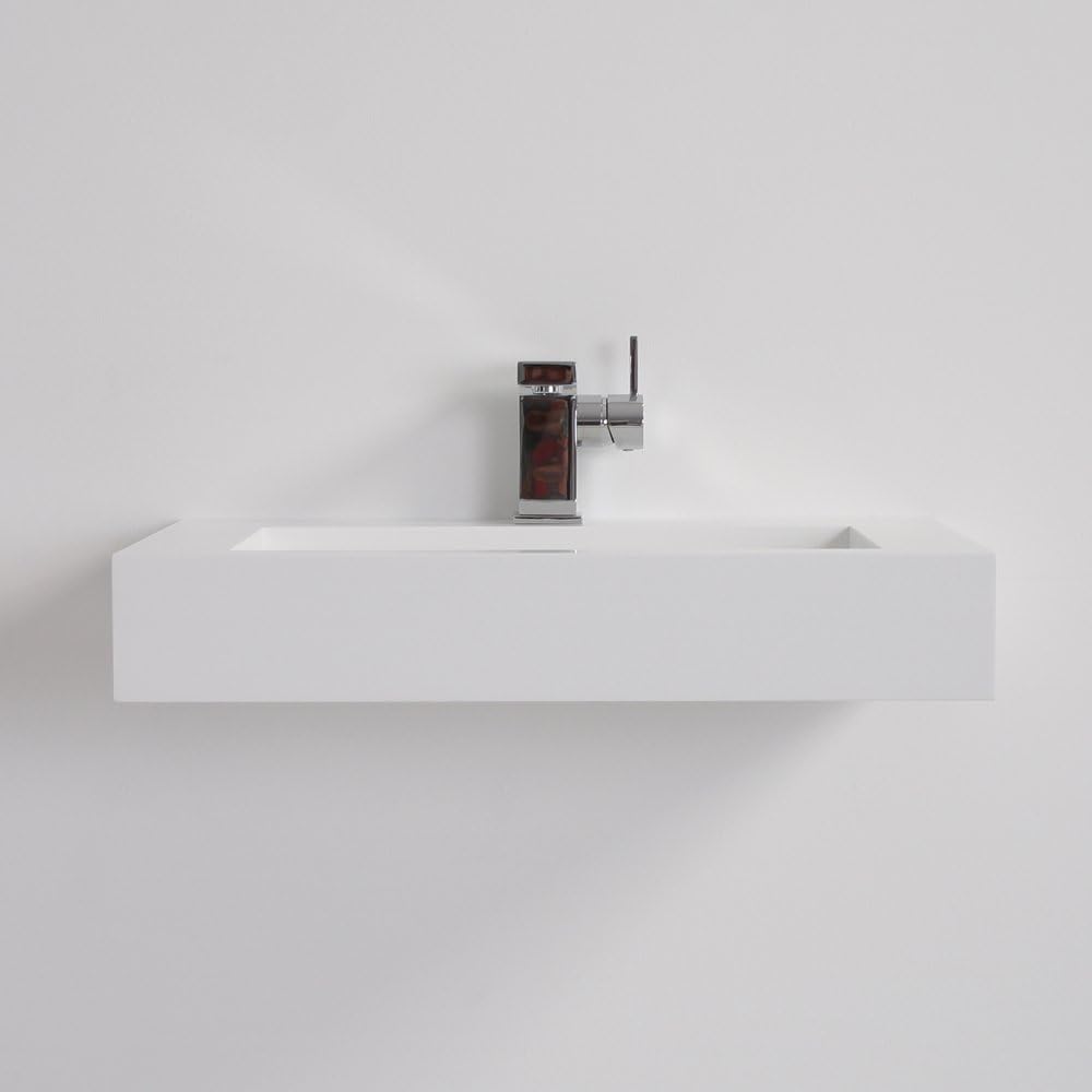 Aura Solid surface stone resin wall hung counter top basin 600