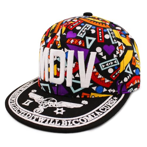 Image of VRITRAZ Comfortable Polyester 3D Printed Hip Hop Cap for Men & Women | Adjustable Snapback Closure Flat Brim Baseball Hat | Lightweight Urban Streetwear Headwear for Dance, Skateboarding, Gym, Sports