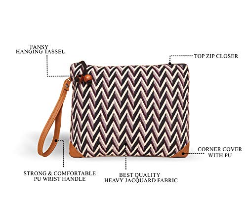 Image of ASTRID Women's Striped 20 Cms Cosmetic Pouch (S ASTD0403-4 Grey)