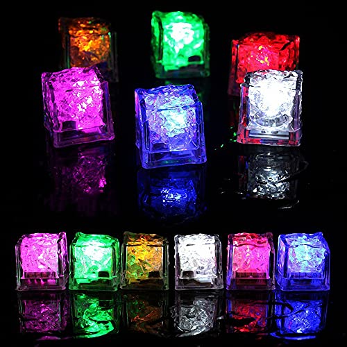 Cubos de hielo LED impermeables 12 piezas multicolor miniatura 7