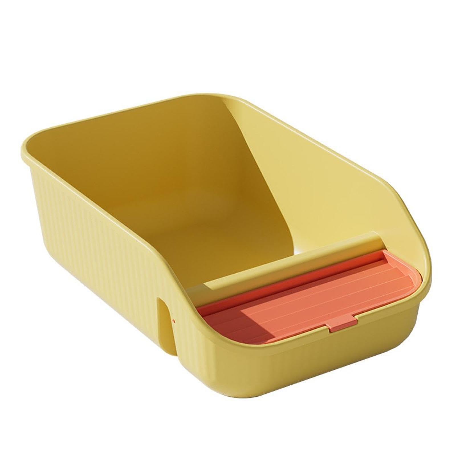 Baoblaze Cat Litter Box for Indoor Cats Open Top Large Pet Supplies Litter Easy to Clean with Frame with Scooper for Small Animals, Yellow