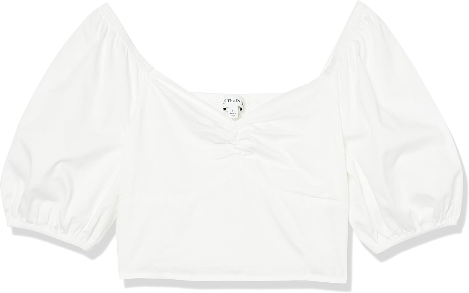 The Drop Womens Annie Sweetheart Neckline Puff-Sleeve Smocked Back Top