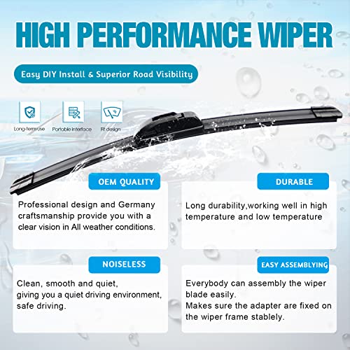 Image of VTOGOI OEM Quality 22''+18'' Windshield Wiper Blades,Premium All-Seasons J-Hook Replacement Wiper Blades (2 Pack)