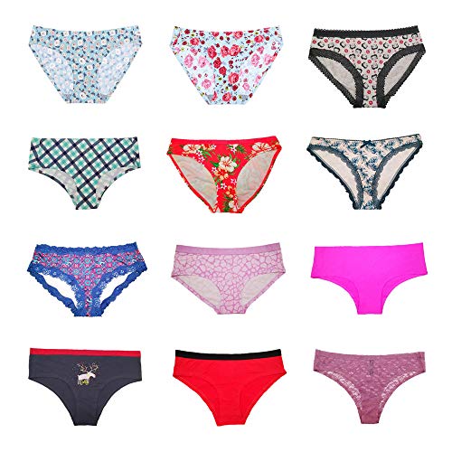 Morvia Varieties Of Women Hipster Briefs Boyshorts Bikinis Pack Underwear With Coverage Stretchy Cotton Lacy Breathable Comfortable Panties (6 Pcs, Small) #TOP2
