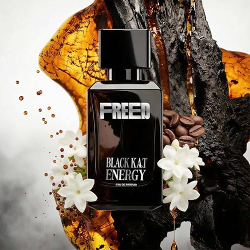 Image of FREED Black Kat Energy Eau De Parfum for Women | Warm Gourmand Perfume with Vanilla, Jasmine & Coffee | Long Lasting Smell | Luxury Gifts for Woman | 80 ml