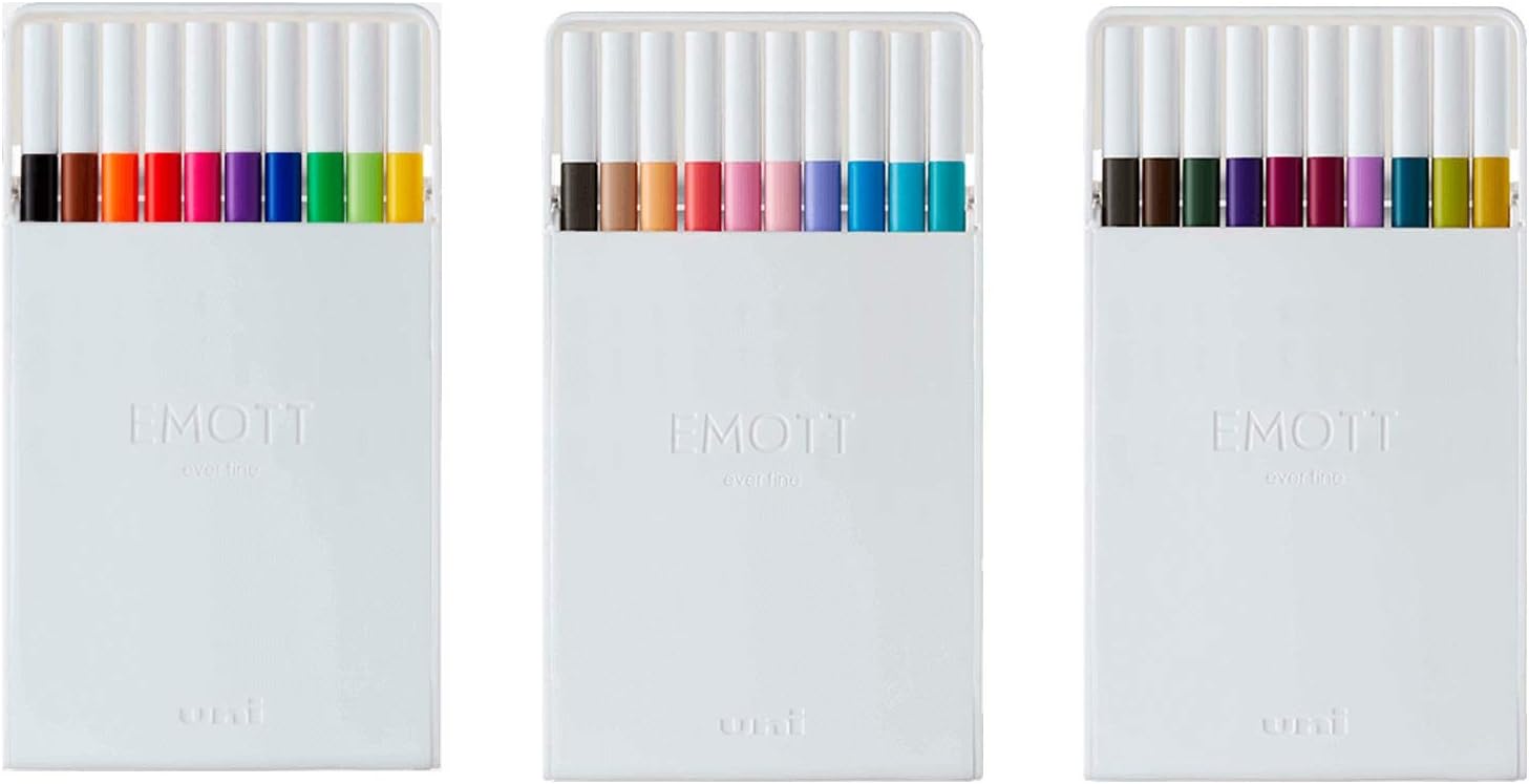 Uni Mitsubishi EMOTT Water-Based Marking Pen 30color Set Fine 0.4mm Durable Tip Smooth Writing/Great for Journal Planning Calendar Agenda Coloring Art Office Supplies PEM-SY10C.No1.No2.No3
