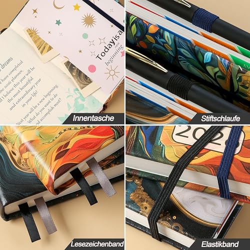 Kalender 2026 A5 – Wochenkalender, Terminkalender, Wochentimer & Wochenplaner (Jan – Dez 2026), mit Monatsübersicht, Notizseiten, Kontaktseiten und Stift, Hardcover Buchkalender – Goldrute