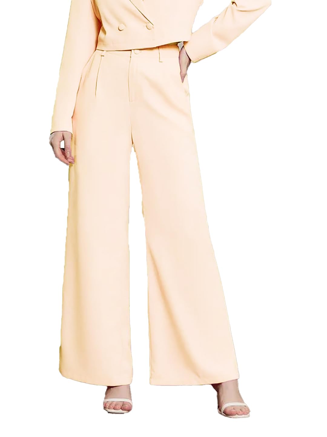KOTTY Womens High Rise Viscose Rayon Trousers | Regular Fit | Solid Color | Shop Now!